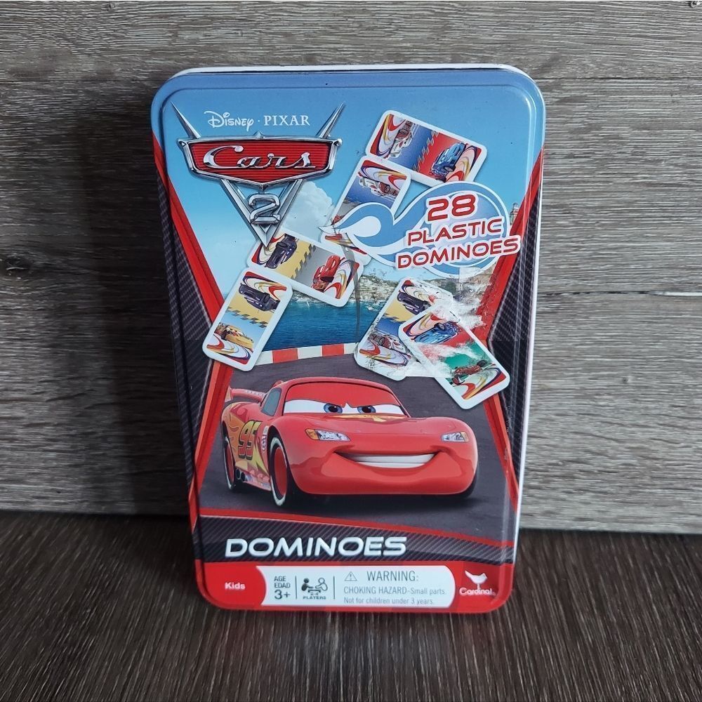 Disney Pixar Cars 2 Dominoes Game Set In Metal Tin
